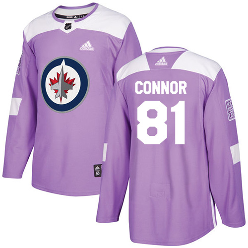 Adidas Jets #81 Kyle Connor Purple Authentic Fights Cancer Stitched NHL Jersey